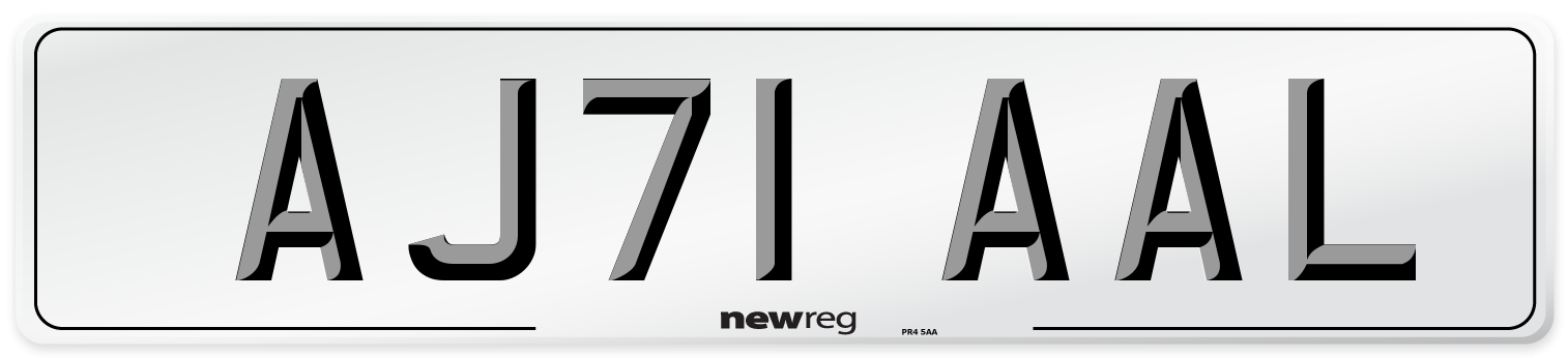AJ71 AAL Number Plate from New Reg